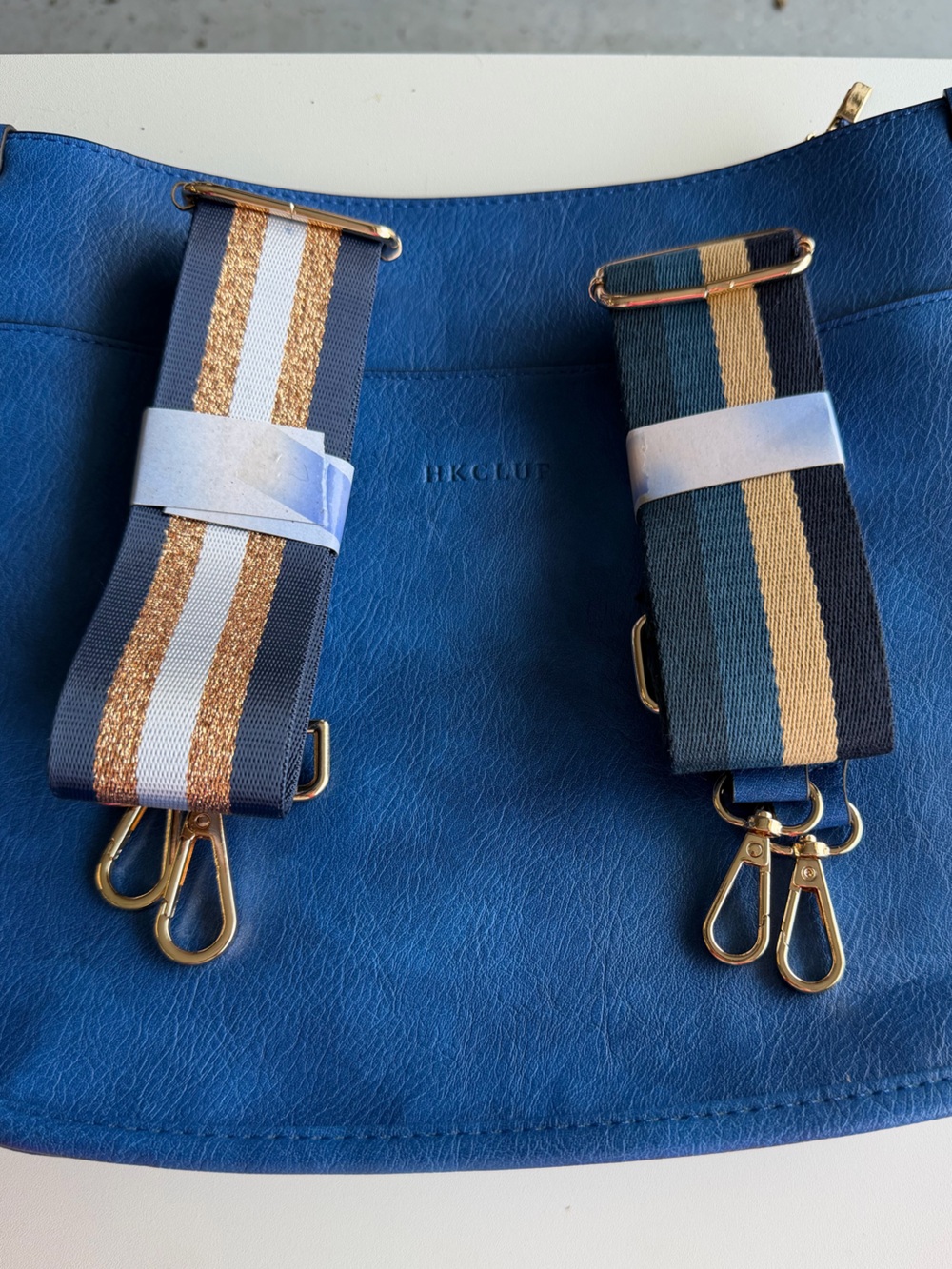 Navy Blue Vegan Leather crossbody bag & Strap Set